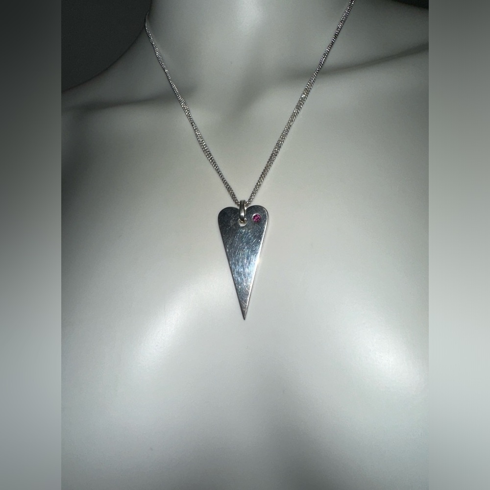 Franco P Pianegonda .925 silver rhodolite heart charm chain necklace - Picture 3 of 10